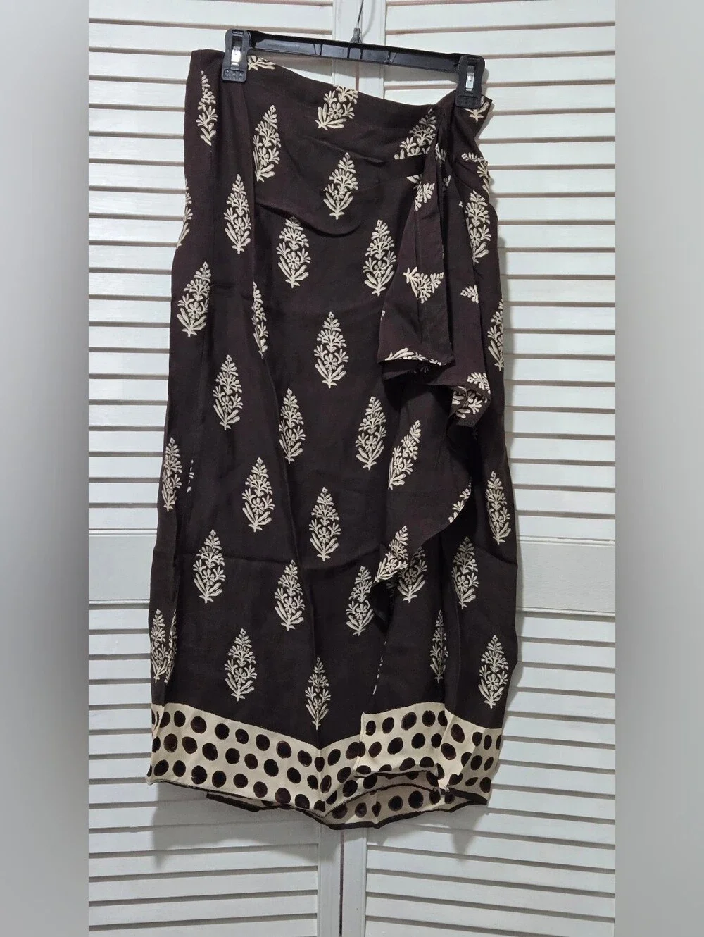 J. Crew Faux Wrap Skirt In Cocoa Block Print Size 8 Nwot